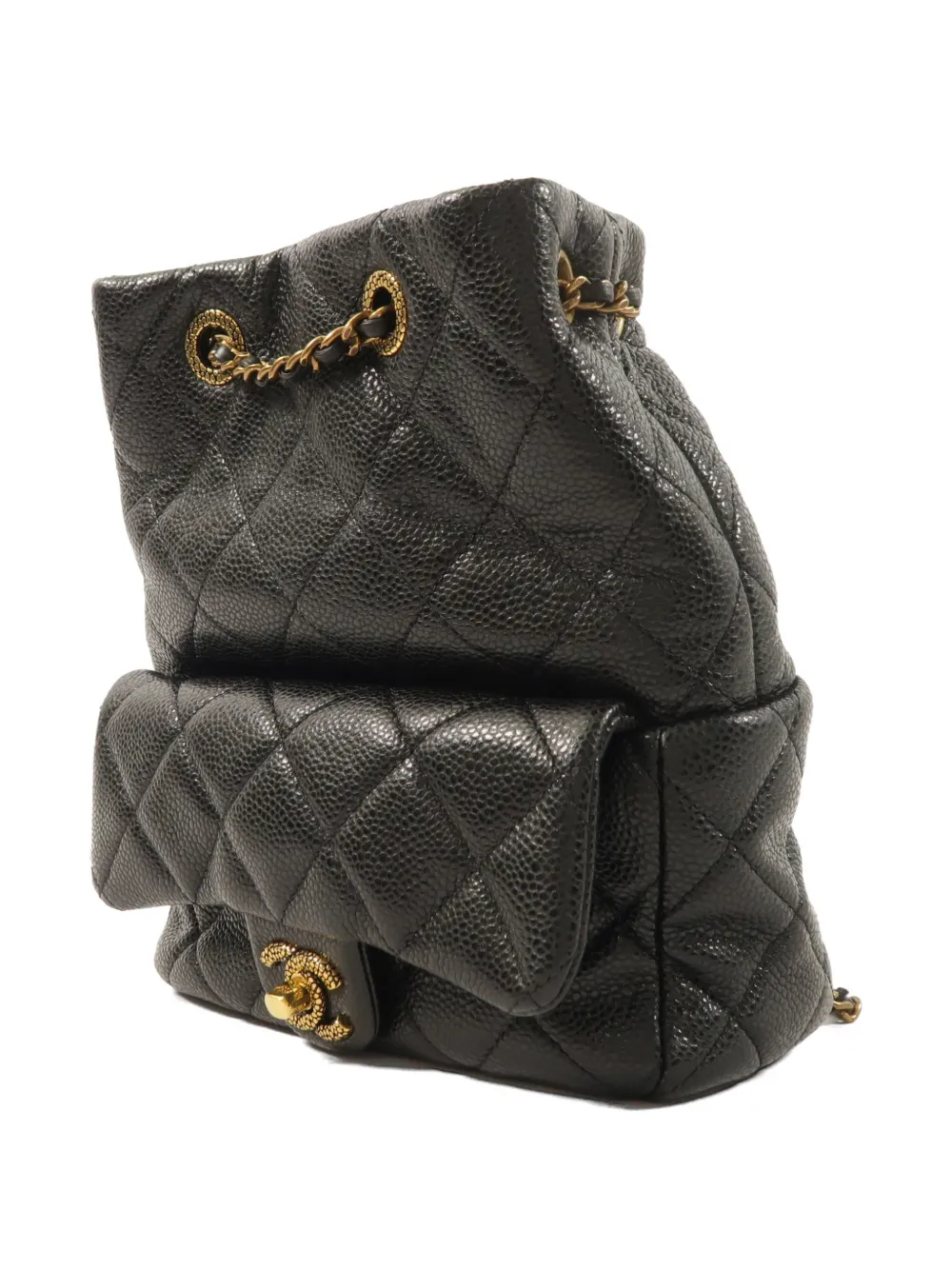 CHANEL Pre-Owned Leren rugzak met CC-draaislot Zwart