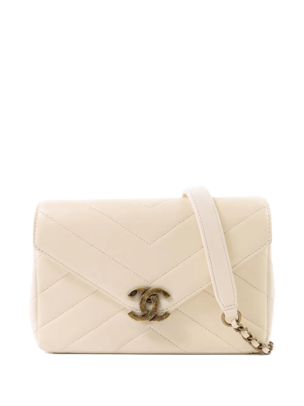 CHANEL Pre-Owned CC chevron-quilted shoulder bag - Toni neutri
