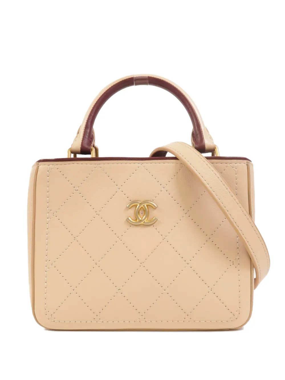 CHANEL Pre-Owned CC diamond-quilted tote bag - Neutrals