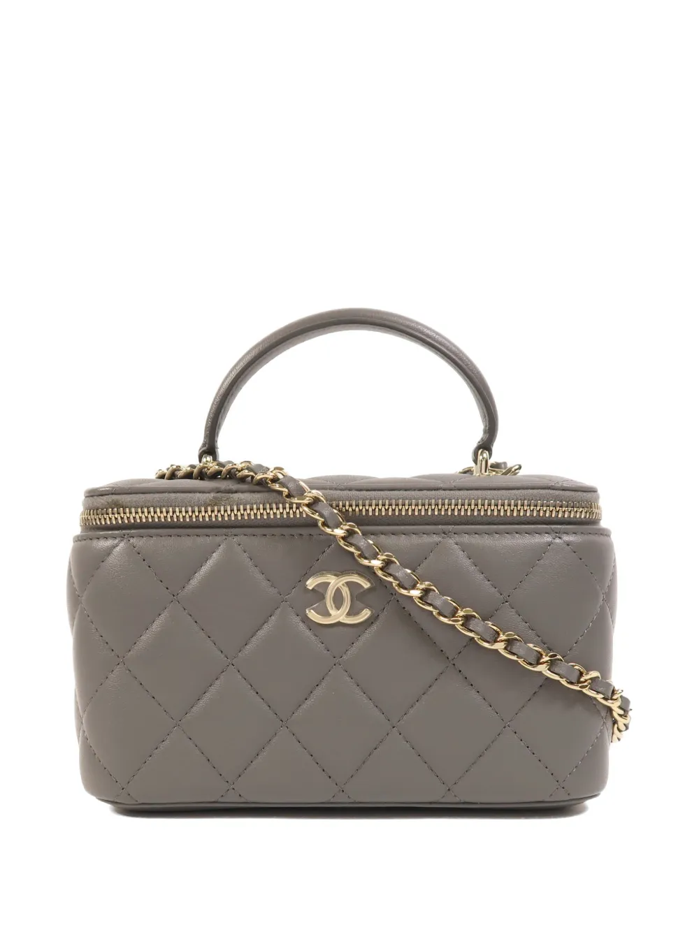 CHANEL Pre-Owned CC diamond-quilted lambskin tote bag - Grey