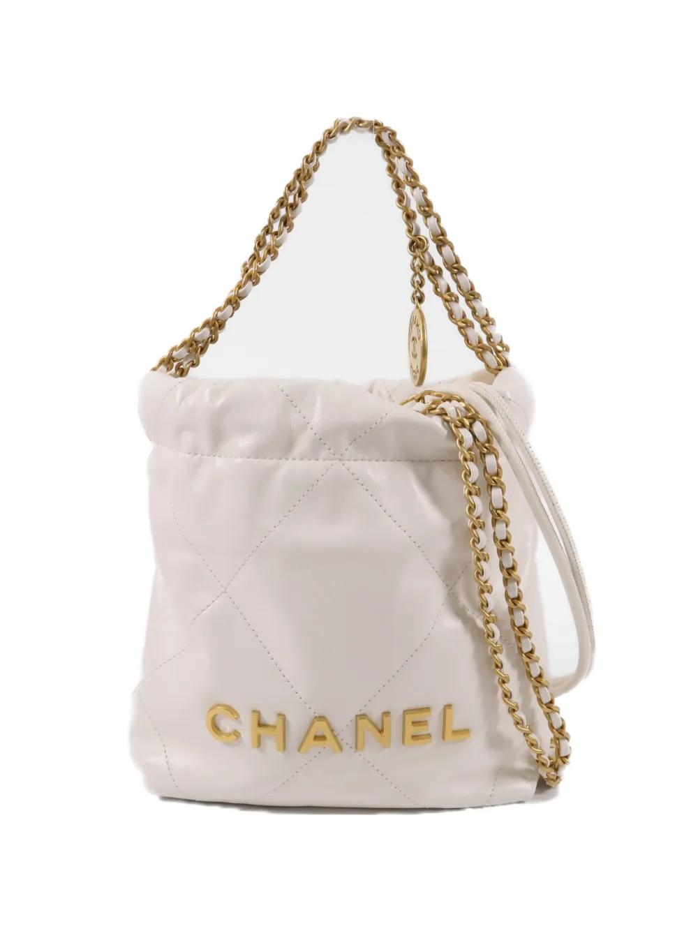 CHANEL Pre-Owned mini 22 chain-strap calfskin tote bag - Bianco