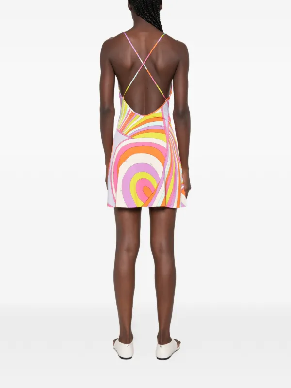 pucci iride print mini dress Iride draped satin jersey minidress in multicoloured - Pucci