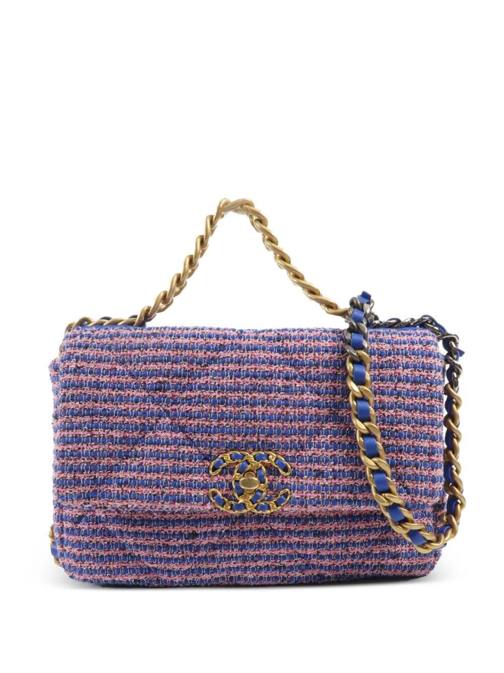 CHANEL Pre-Owned 19 CC turn-lock tweed tote bag - Blu