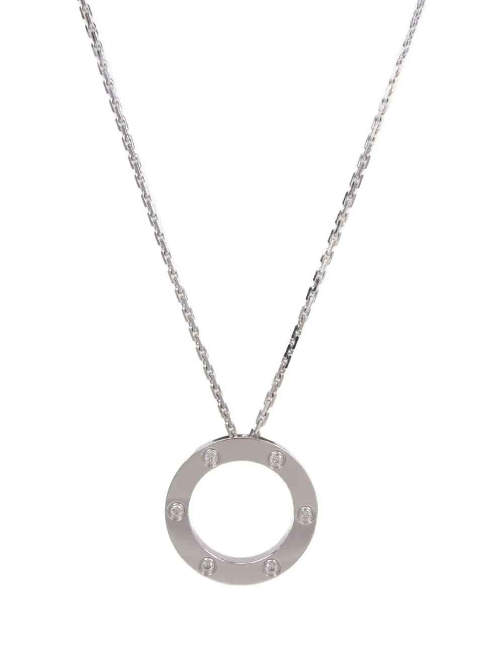 Pre-owned Cartier Love Diamond Necklace In Silver