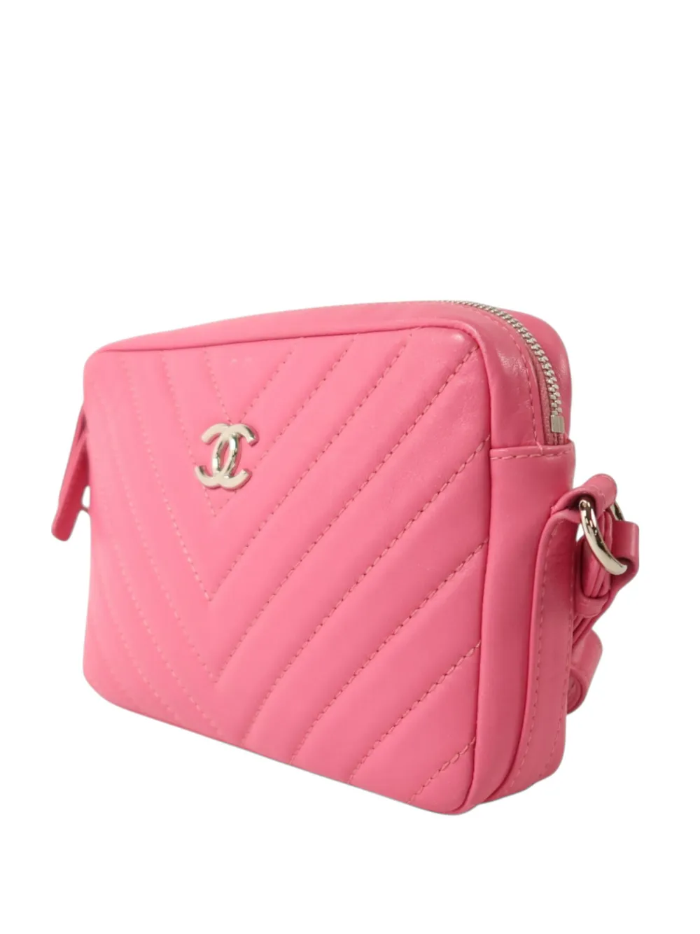 CHANEL Pre-Owned chevron-quilted chain-strap shoulder bag - Rosa