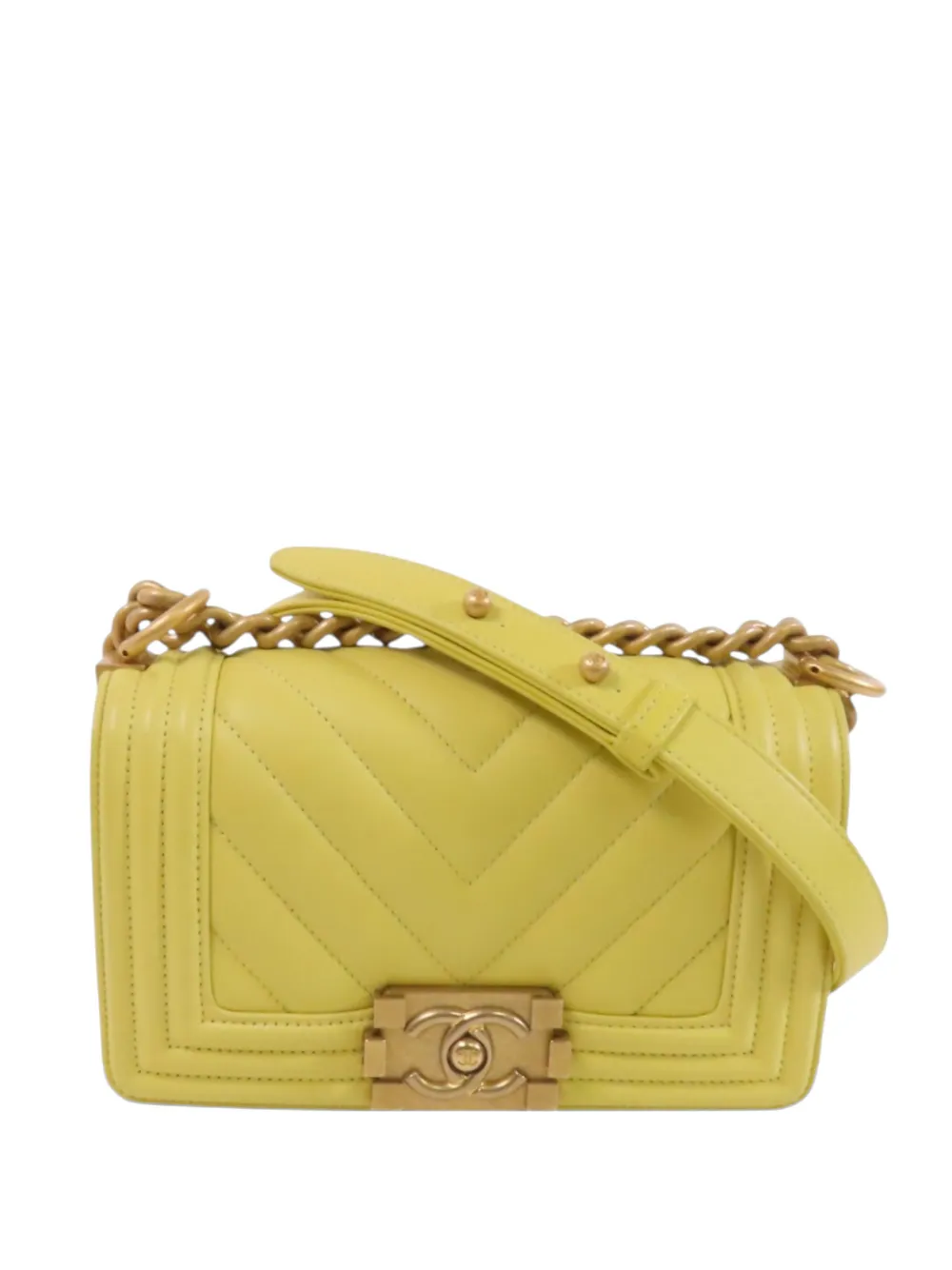 CHANEL Pre-Owned Boy Chanel chain-strap shoulder bag - Giallo