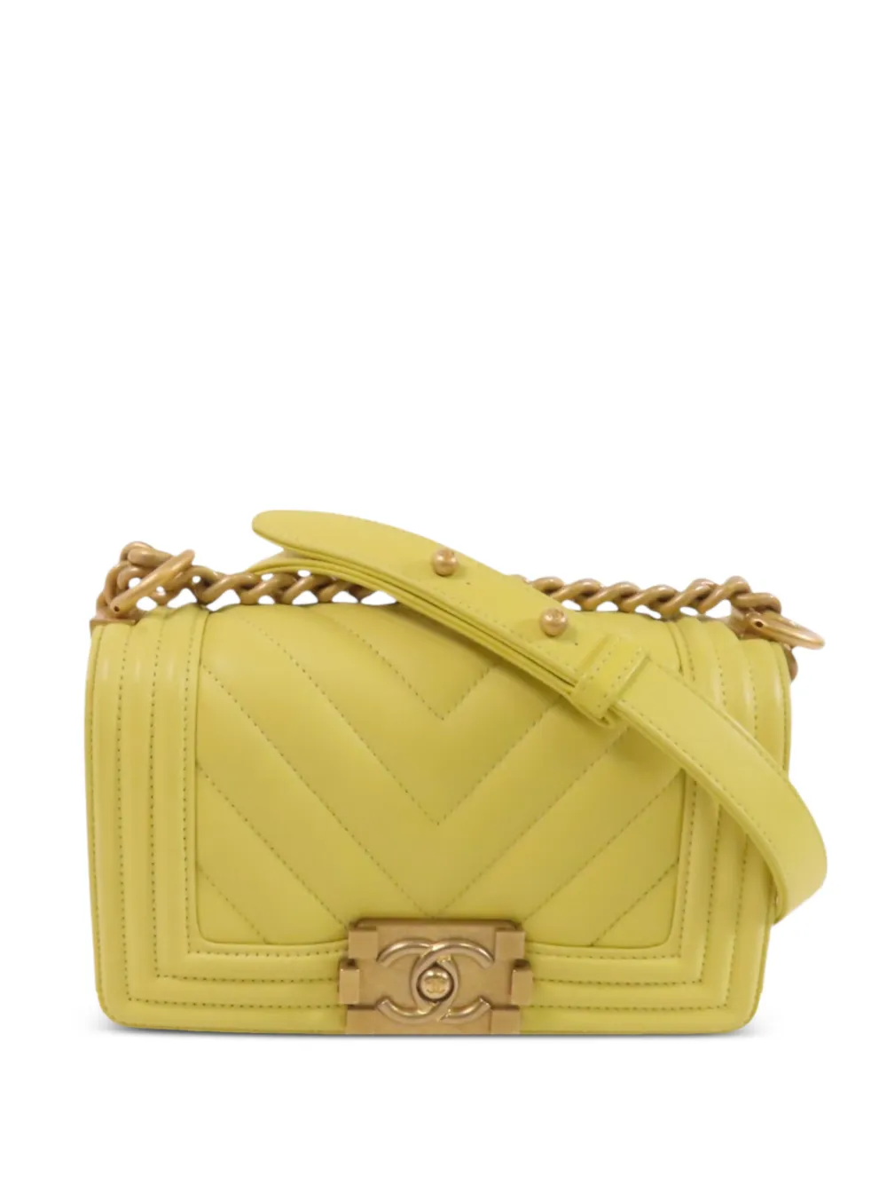 CHANEL Pre-Owned Boy Chanel chain-strap shoulder bag - Giallo