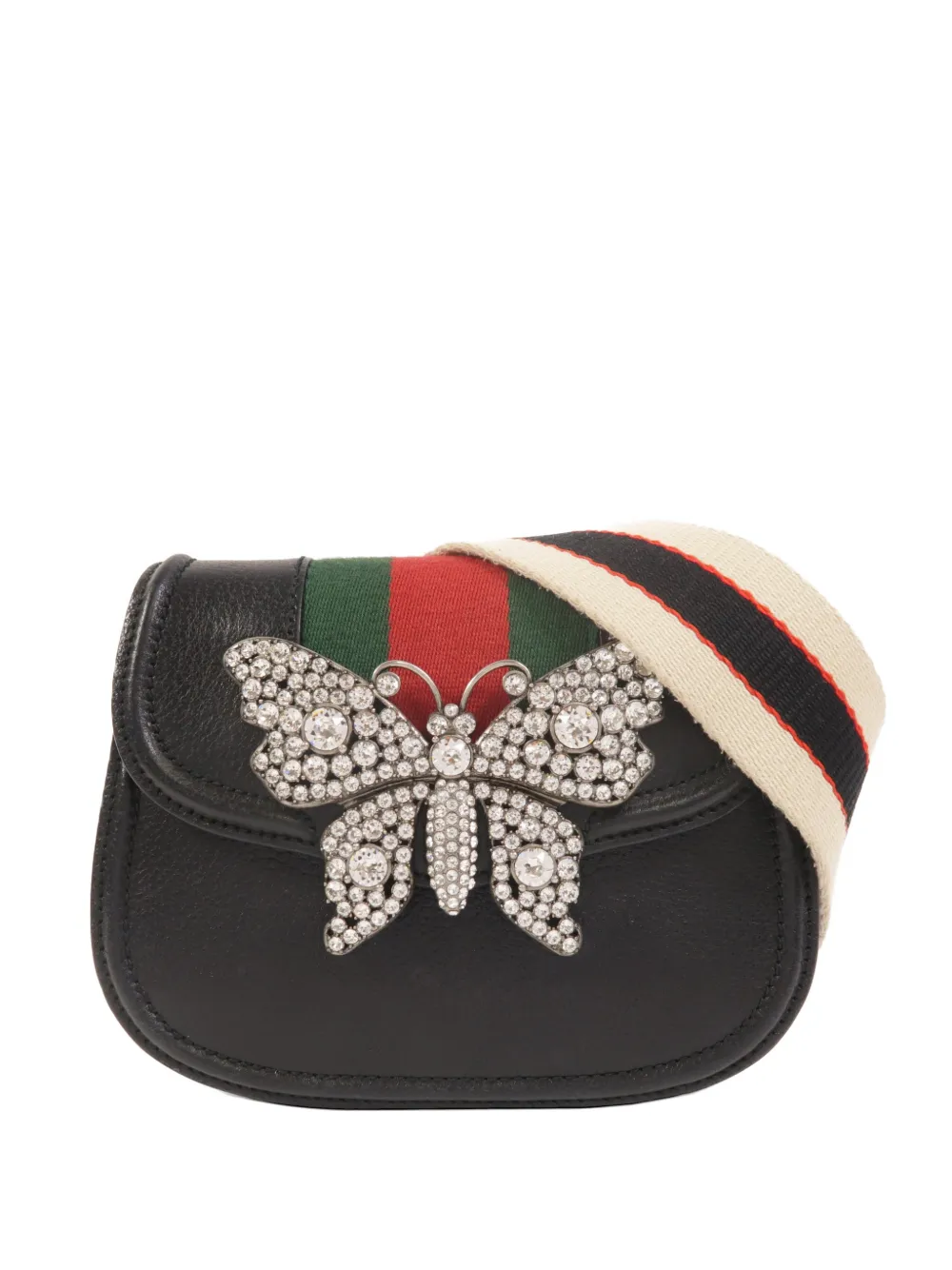 Pre-owned Gucci Gg Butterfly Cross Body Bag In Black