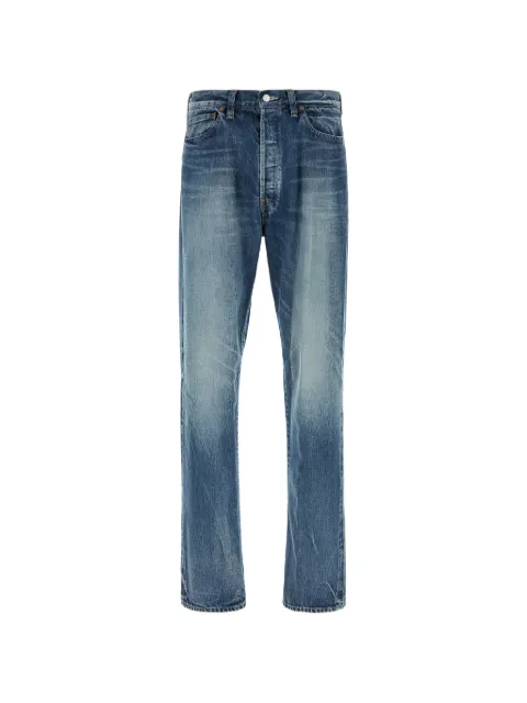 Y's faded-effect buckle-detail jeans
