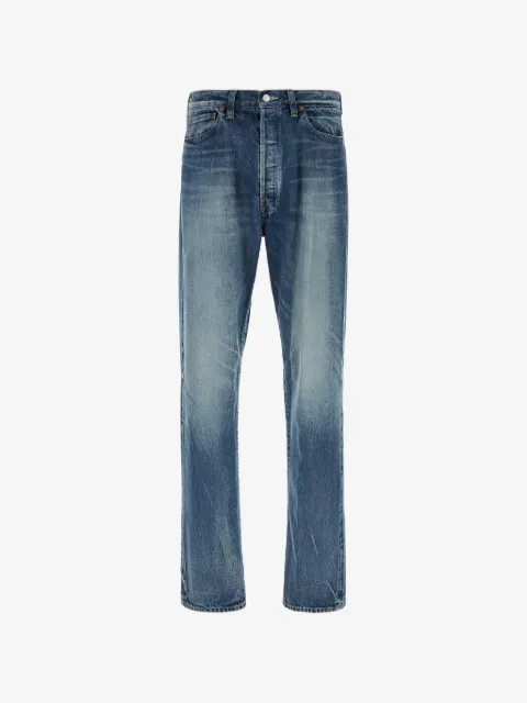Y's faded-effect buckle-detail jeans
