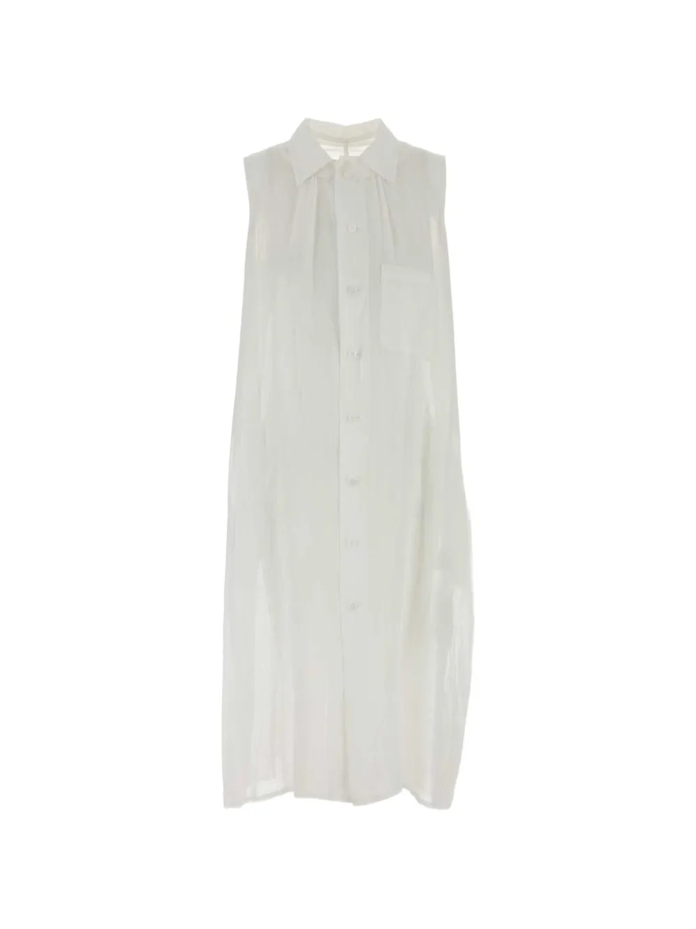 Y's Ramie sleeveless linen shirt dress - Bianco