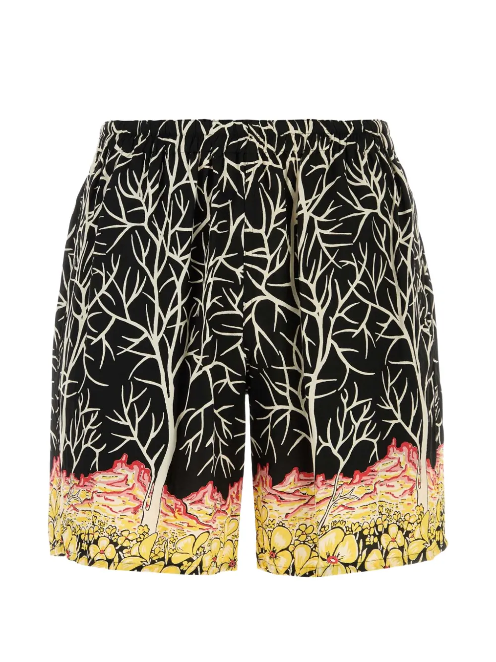 Y's tree-print floral-print shorts - Schwarz
