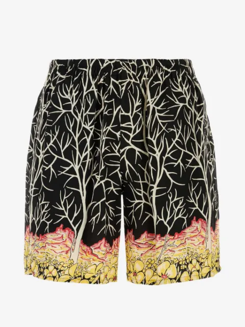 Y's tree-print floral-print shorts