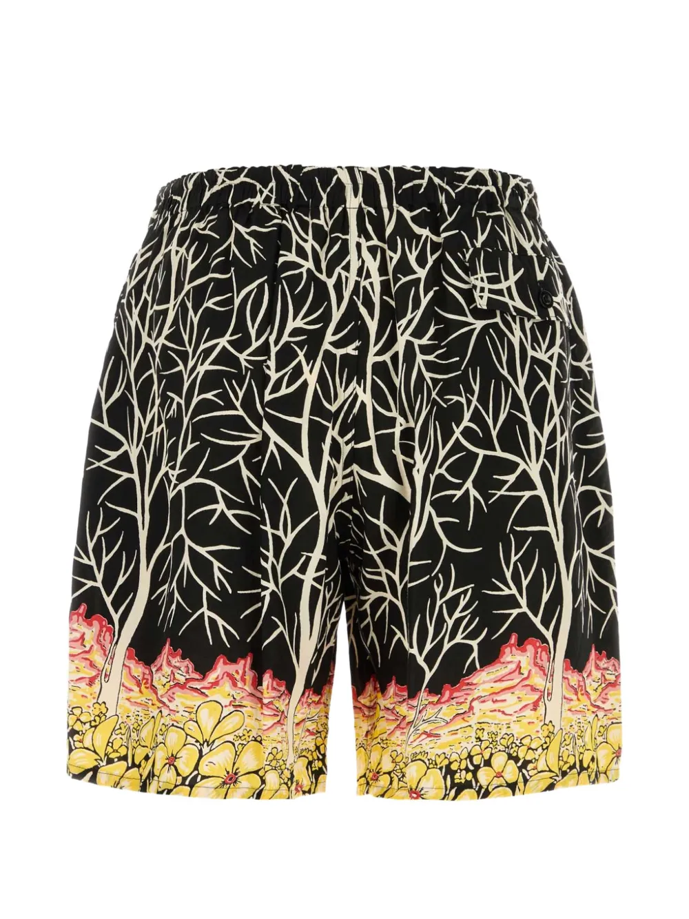 Y's Shorts met bloemenprint en boomprint Zwart