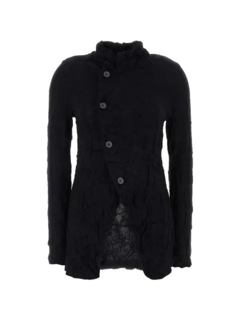 Y's crinkled-finish asymmetric-fastening cardigan