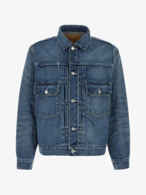 Y's pleated-detail denim jacket