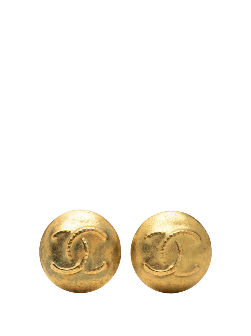 CHANEL Pre-Owned 1995 CC Gold Plated Round Clip On Earrings costume earrings - Oro
