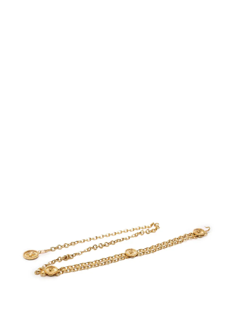 CHANEL Pre-Owned 1960-1970 CC Gold Plated Clover Medallion Chain belt - Oro