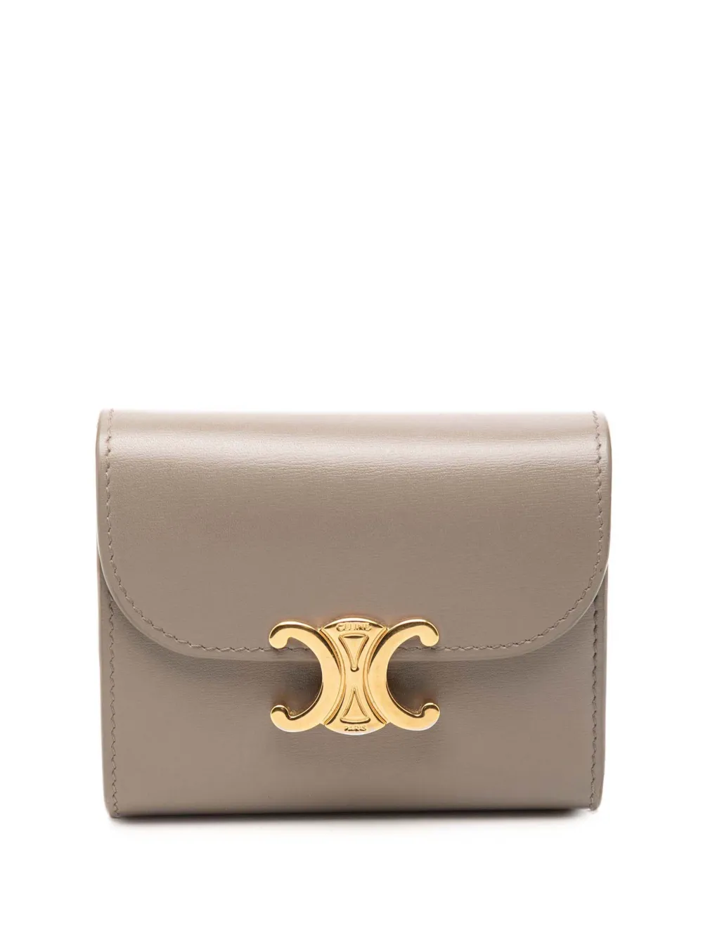 Celine Pre-Owned 2022 Shiny Calfskin Triomphe Flap Wallet small wallets - Marrone