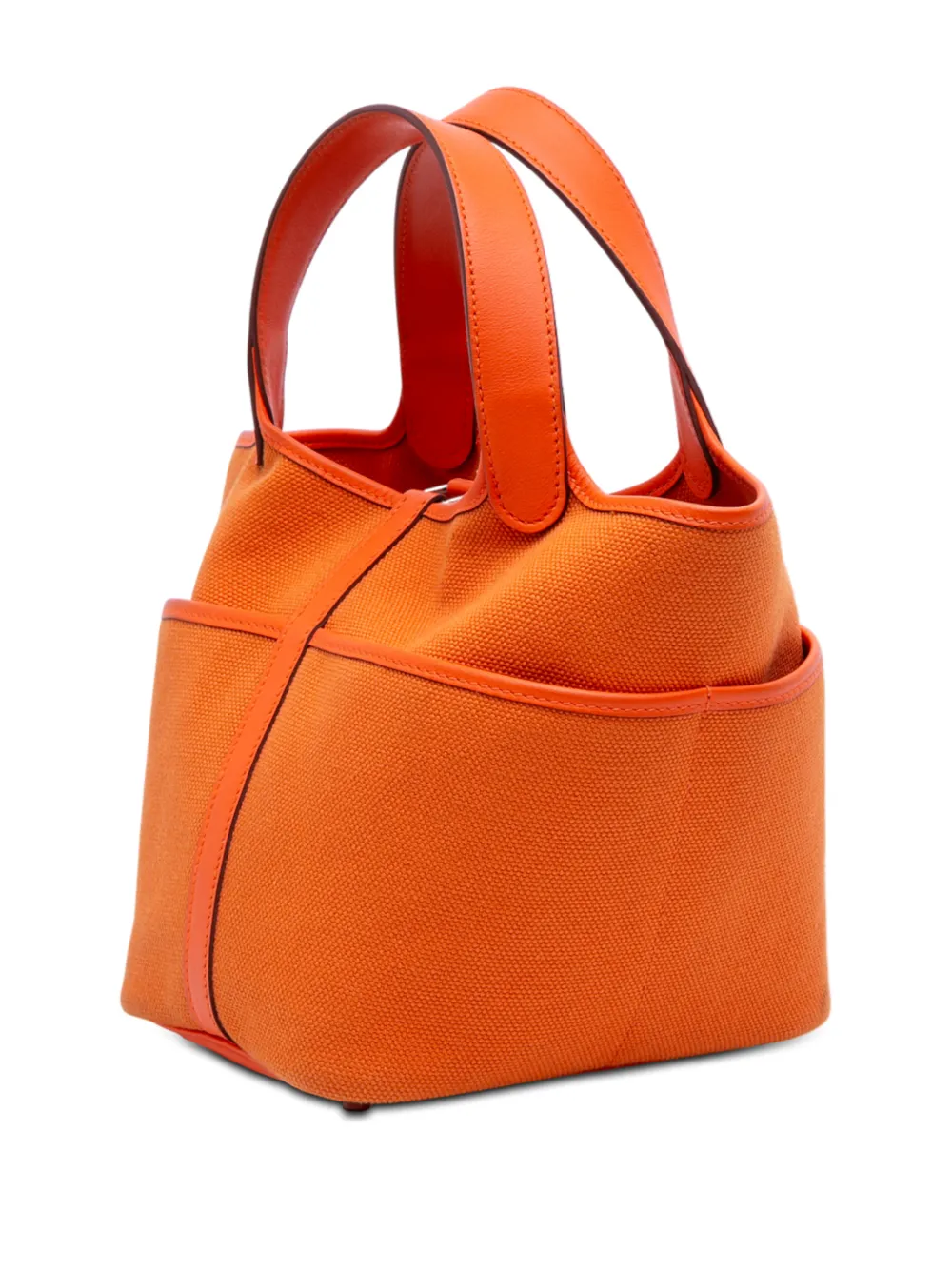  Hermès Pre-owned Borsa A Mano Cargo Picotin Lock 18 In Tela Toile Goeland E Pelle Swift 2023 - Arancione 