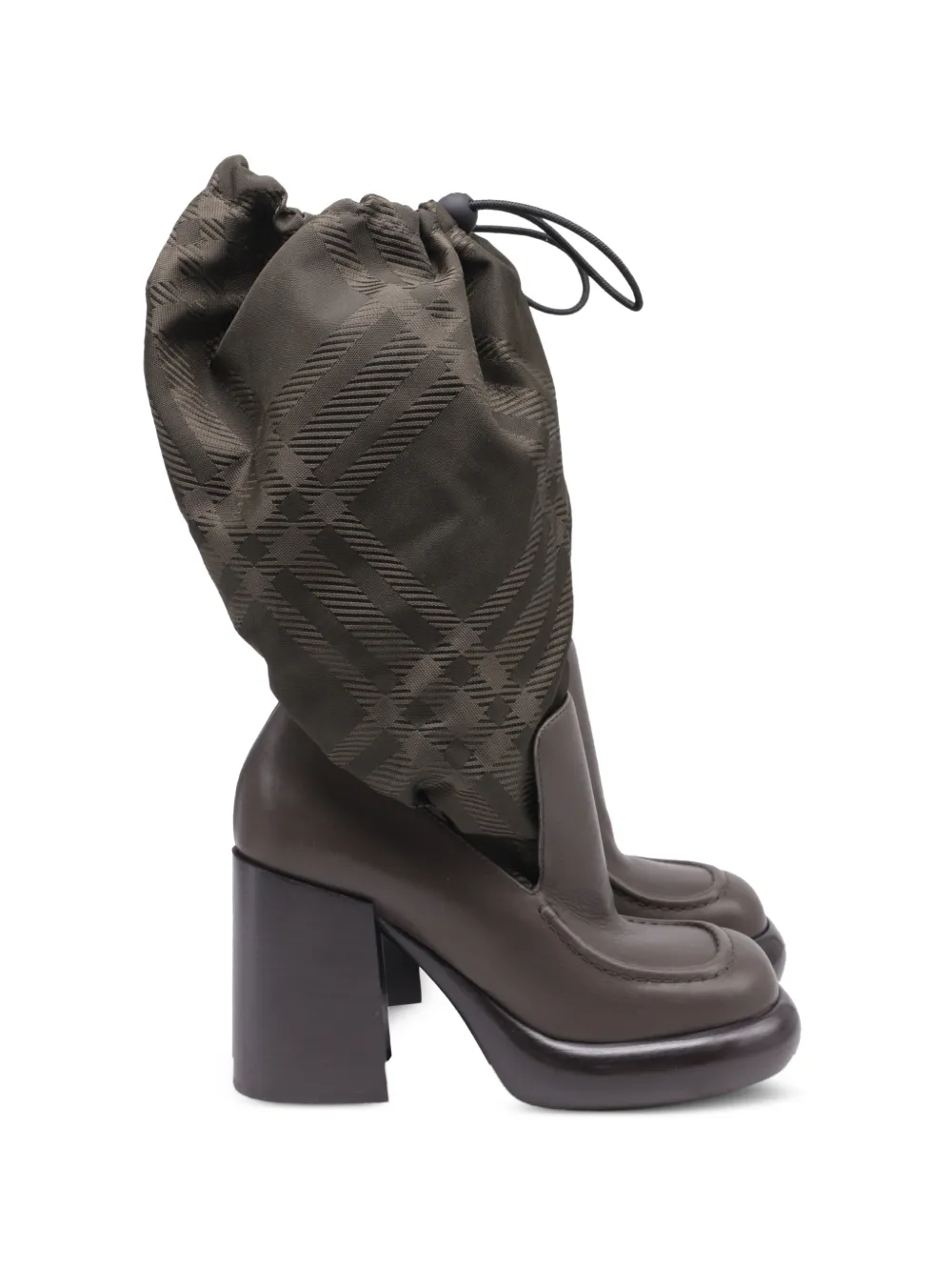 Burberry Pre-Owned Check-print wedge boots - Braun