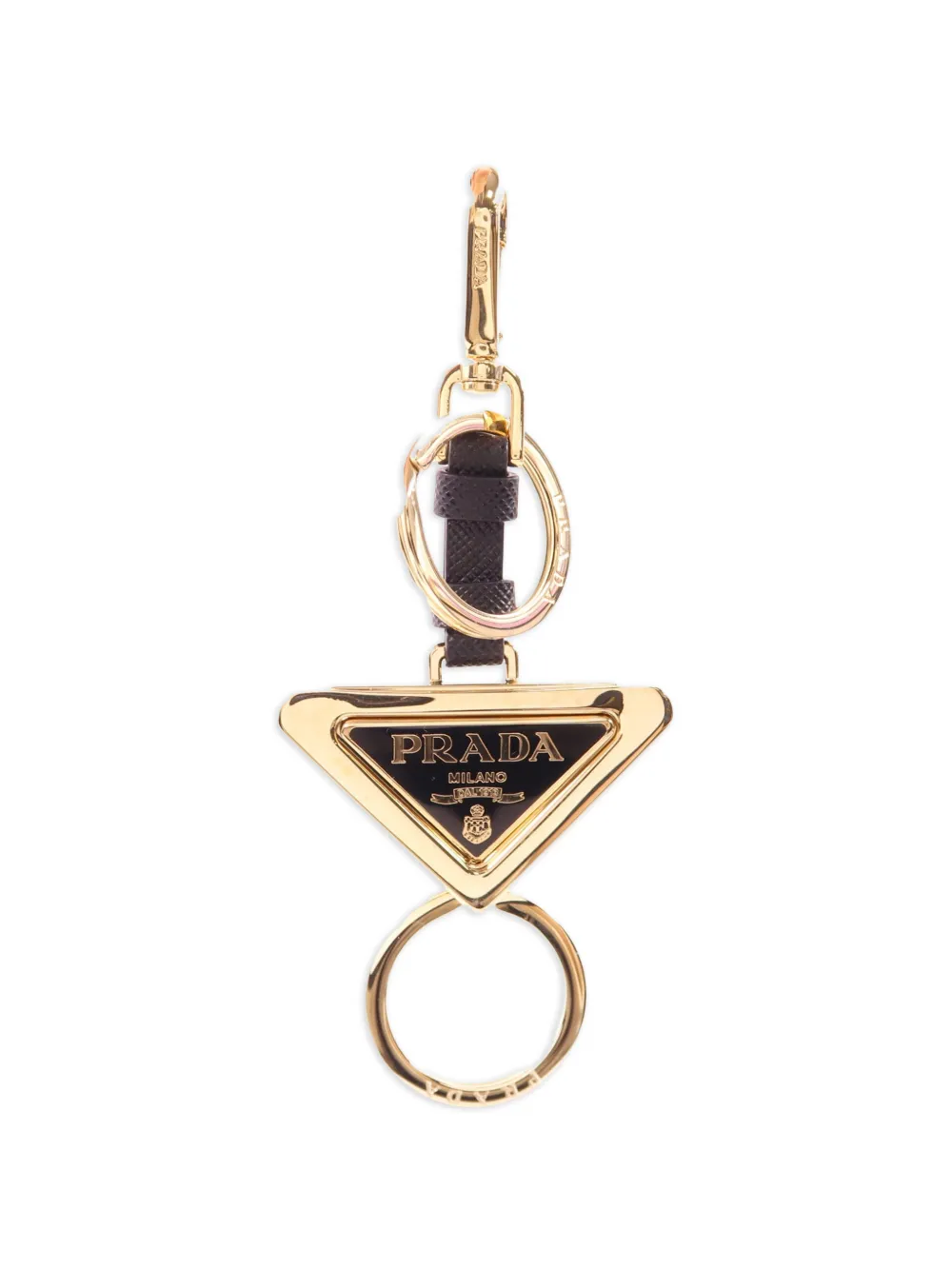 Prada Pre-Owned triangle-logo keychain - Oro