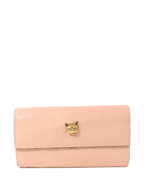 Gucci Pre-Owned Guccissima cat-head long wallet