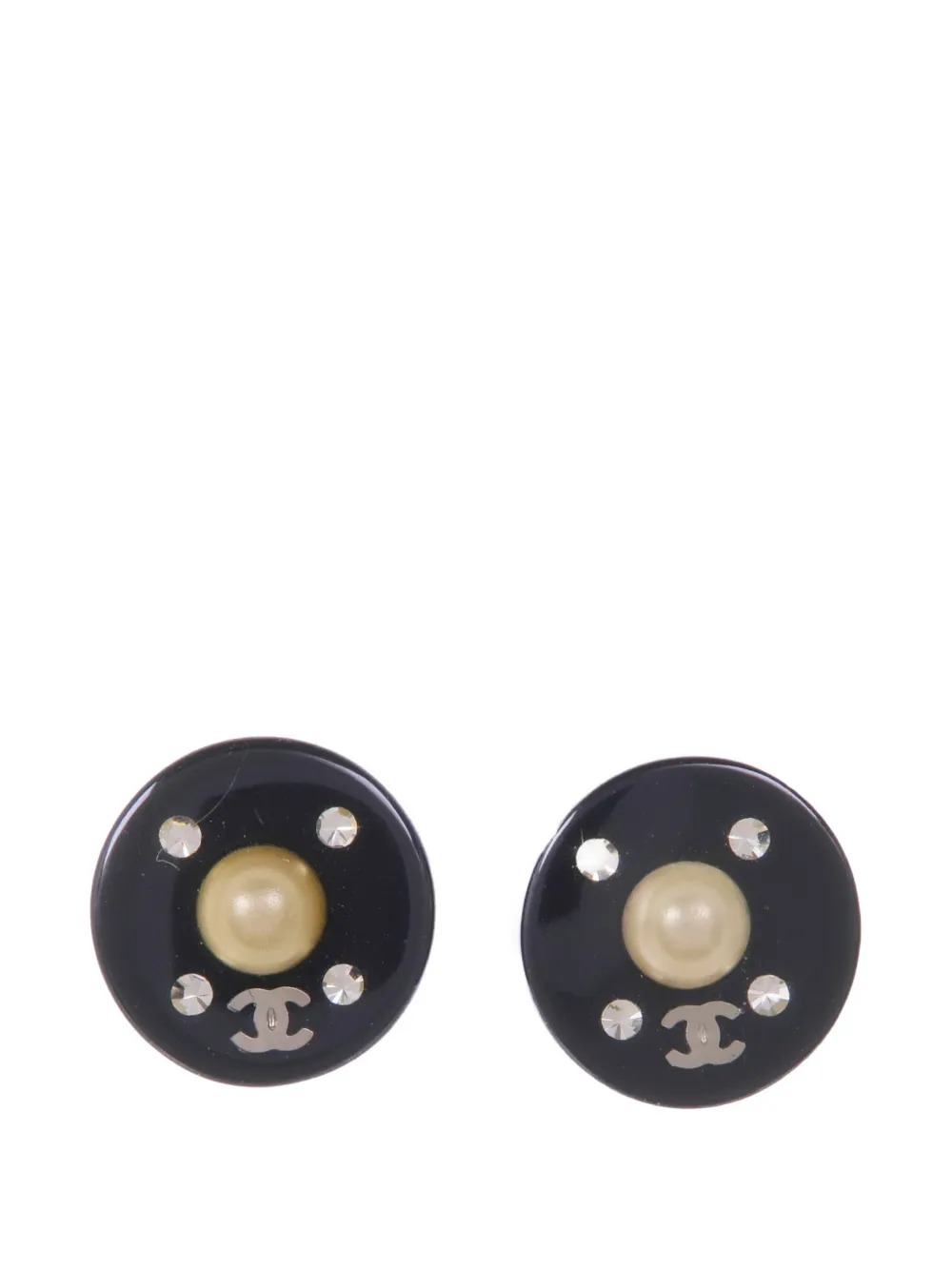 CHANEL Pre-Owned CC crystal-embellished earrings - Schwarz