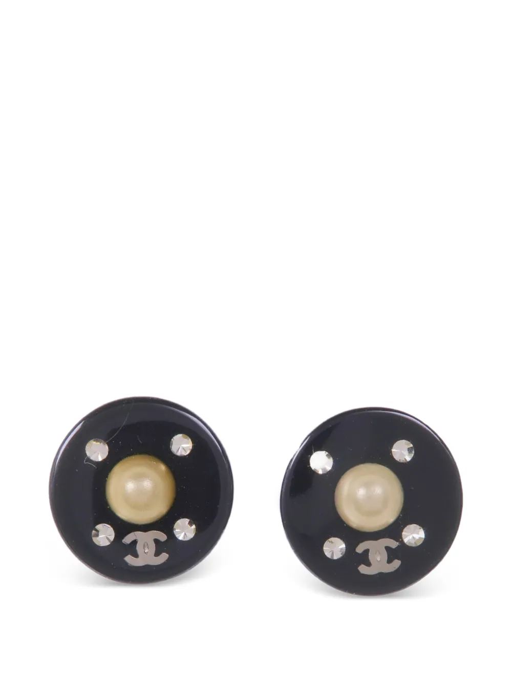 CHANEL Pre-Owned CC crystal-embellished earrings - Nero