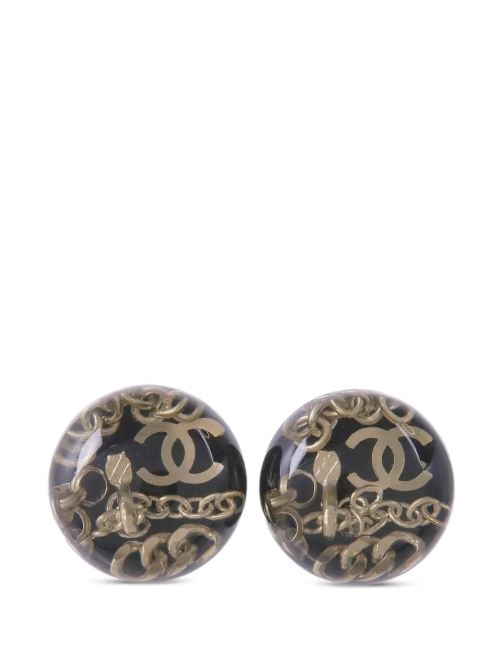 CHANEL Pre-Owned CC-logo chain-detail earrings - Oro