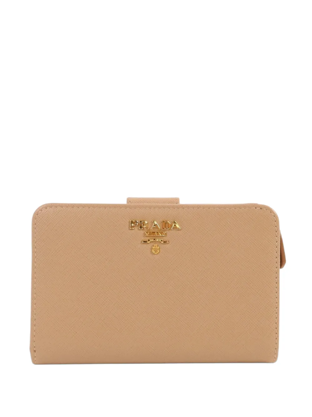 Pre-owned Prada Saffiano Leather Wallet In Neutral