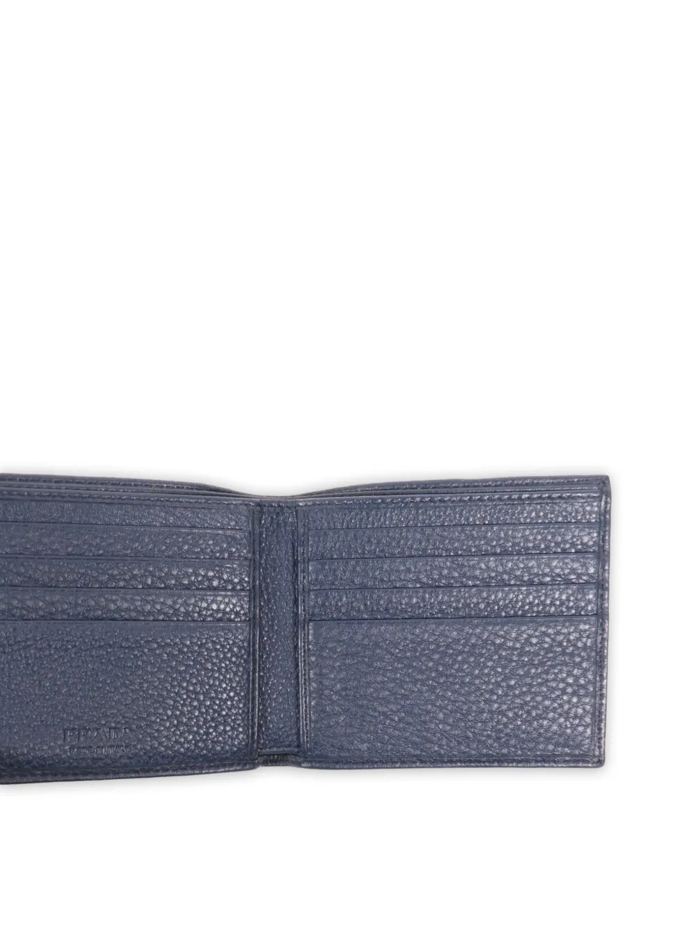 Pre-owned Prada Fold Leather Wallet In Blue