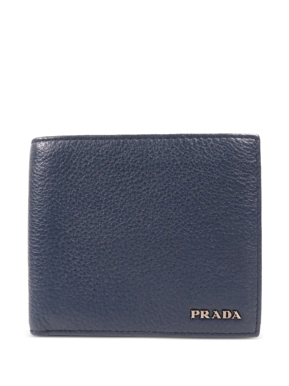 Pre-owned Prada Fold Leather Wallet In Blue