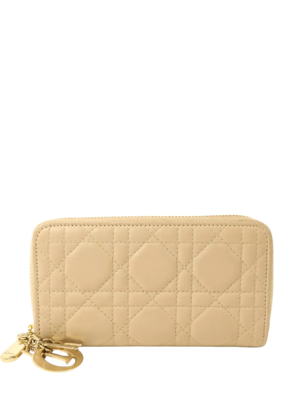 Pre-owned Dior Medium Lady  Wallet In Neutral
