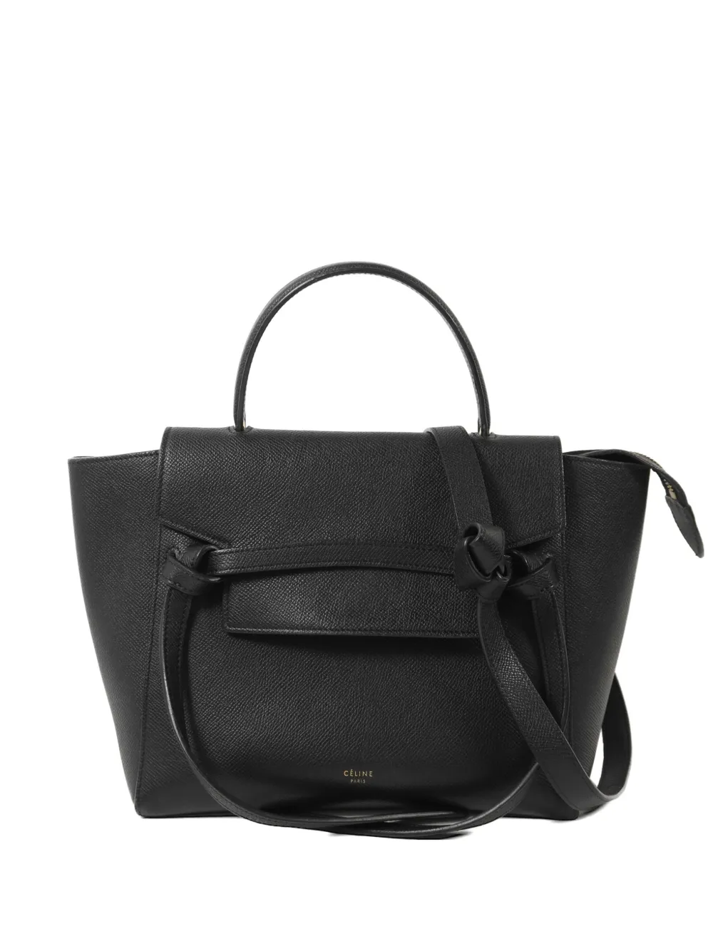 Pre-owned Celine Belt Shoulder Bag In Black