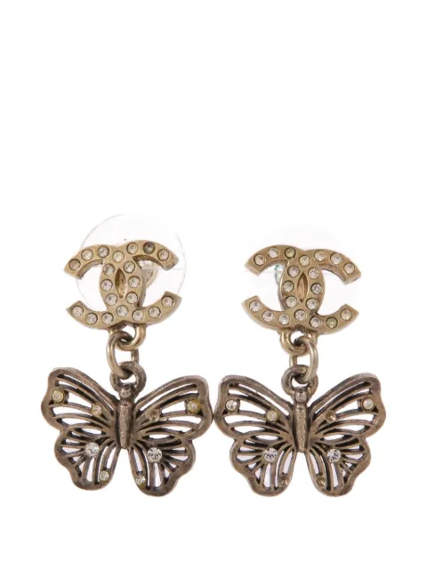 CHANEL Pre-Owned CC butterfly earrings