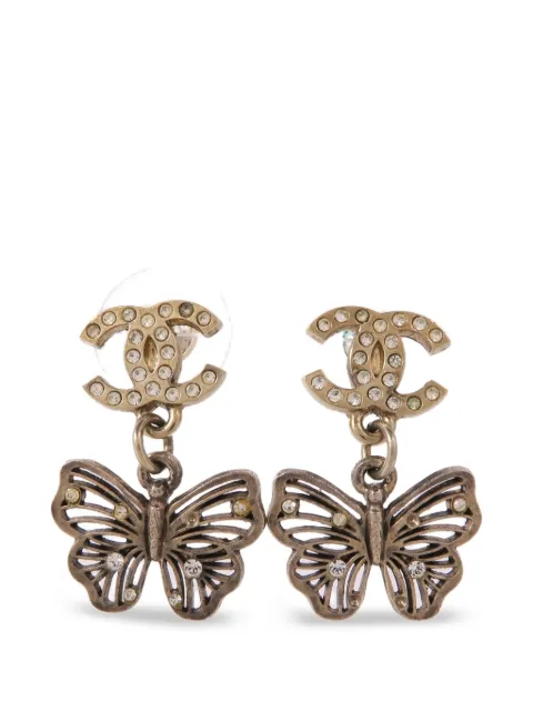 CHANEL Pre-Owned CC butterfly earrings