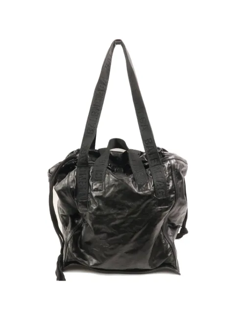 Balenciaga Pre-Owned logo-strap leather tote bag