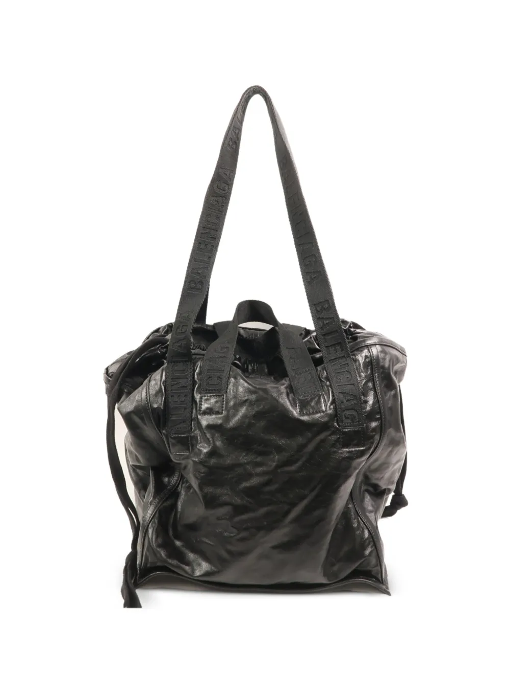 Balenciaga Pre-Owned logo-strap leather tote bag - Nero