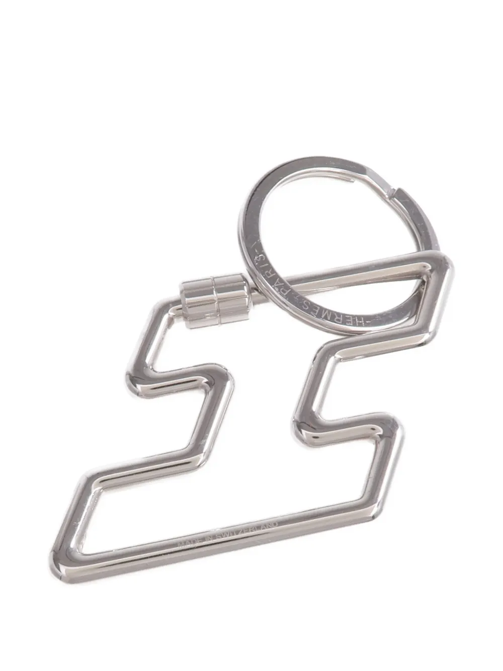 Pre-owned Hermes H Too Speed Key Ring In Silver