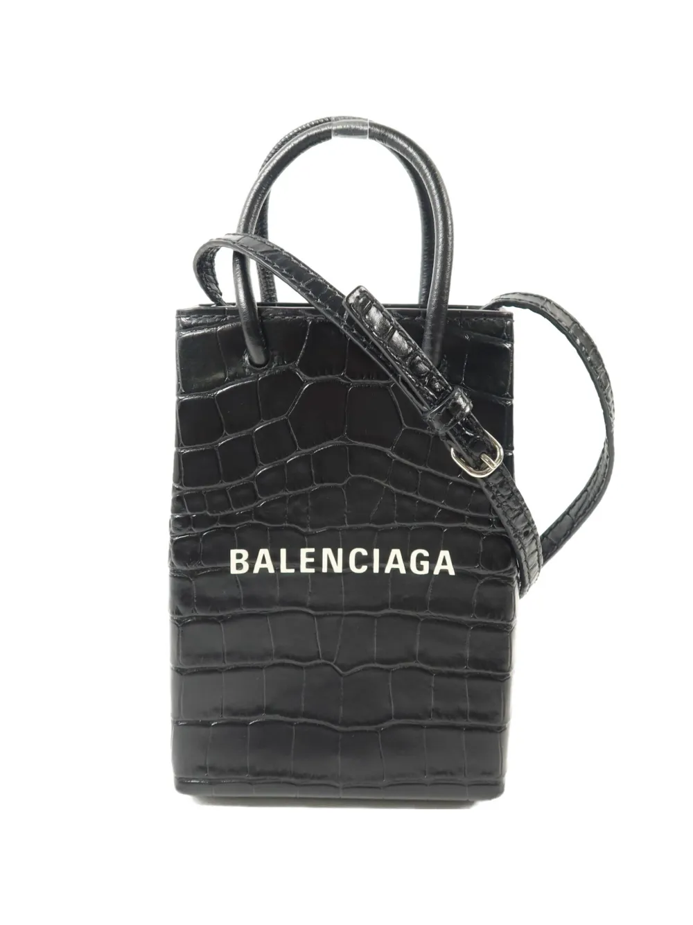 Balenciaga Pre-Owned croc-effect logo tote bag - Schwarz