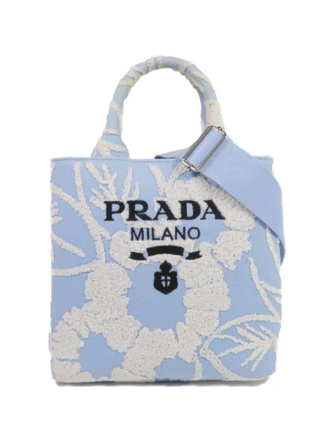 Prada Pre-Owned floral-print logo-embroidered tote bag