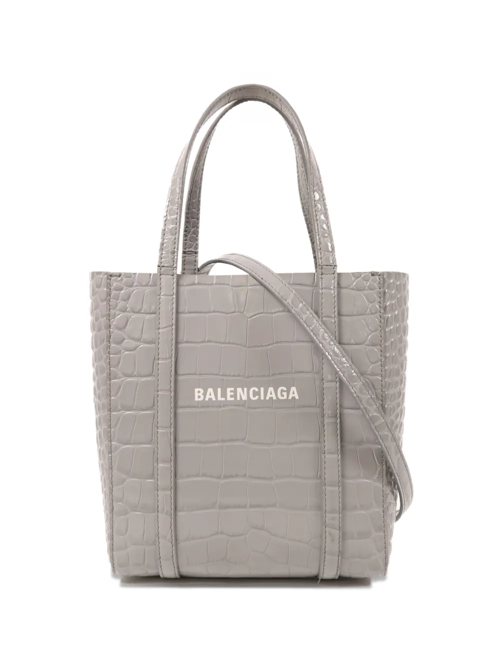 Balenciaga Pre-Owned Everyday two-way crocodile-effect calfskin tote bag - Grigio