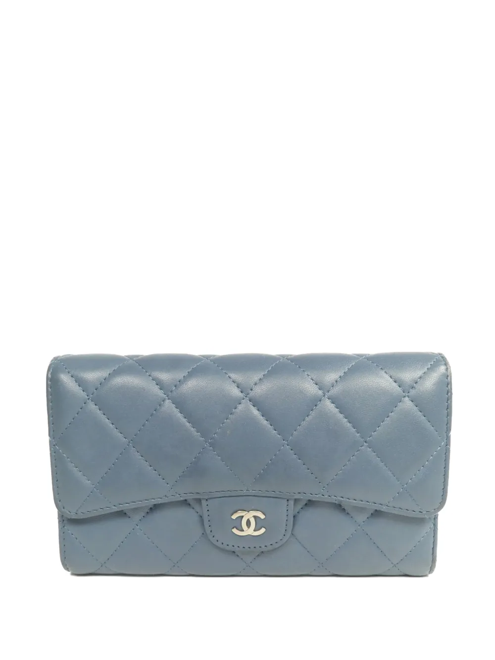 CHANEL Pre-Owned CC quilted long wallet - Blau