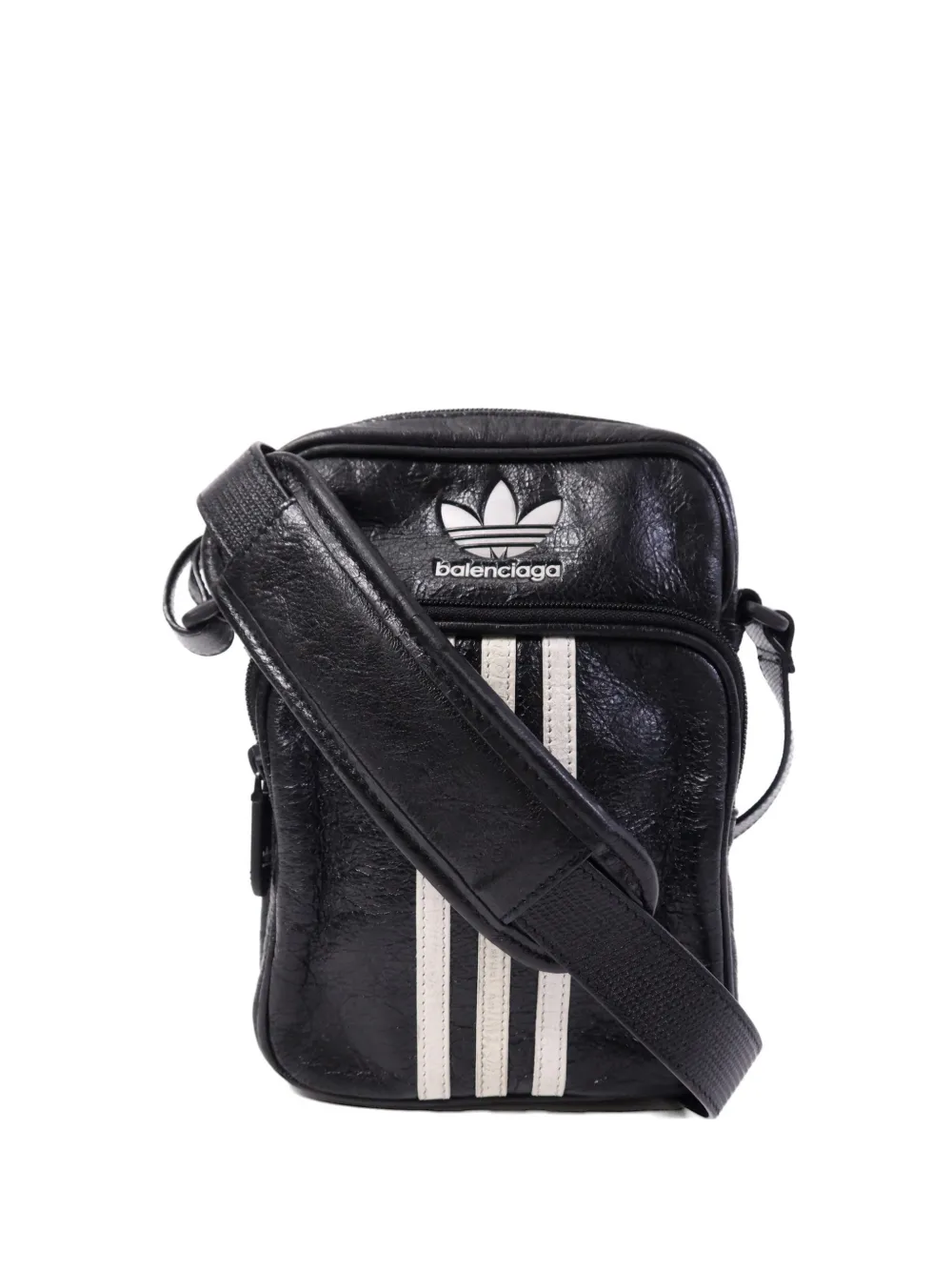 Balenciaga Pre-Owned logo-print striped messenger bag - Schwarz