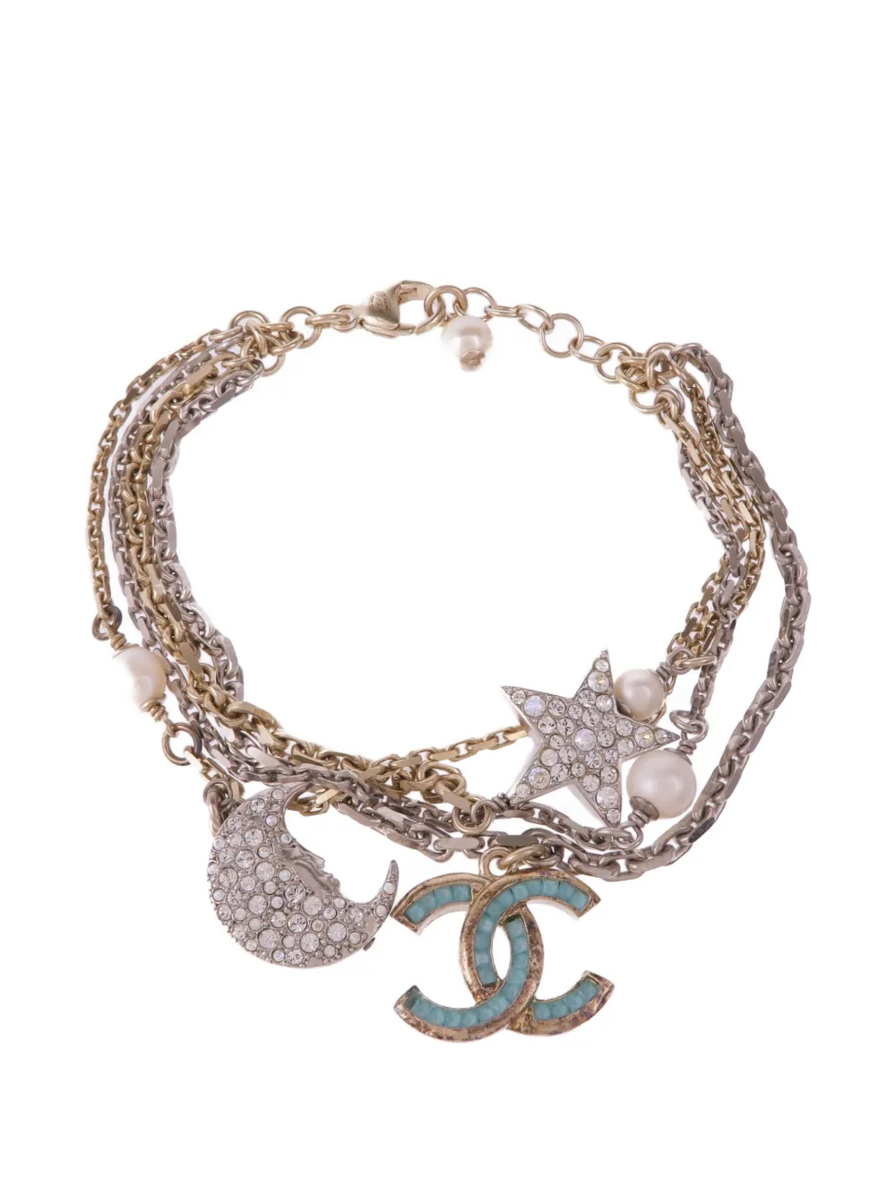 CHANEL Pre-Owned CC crystal and pearl bracelet - Oro