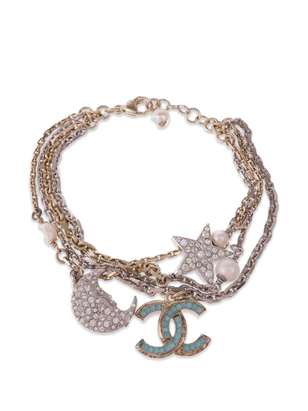 CHANEL Pre-Owned CC crystal and pearl bracelet - Oro