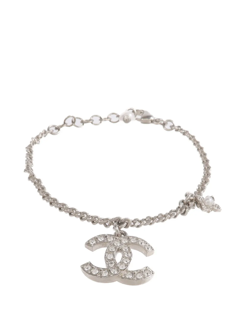 CHANEL Pre-Owned CC crystal-embellished bracelet - Silver
