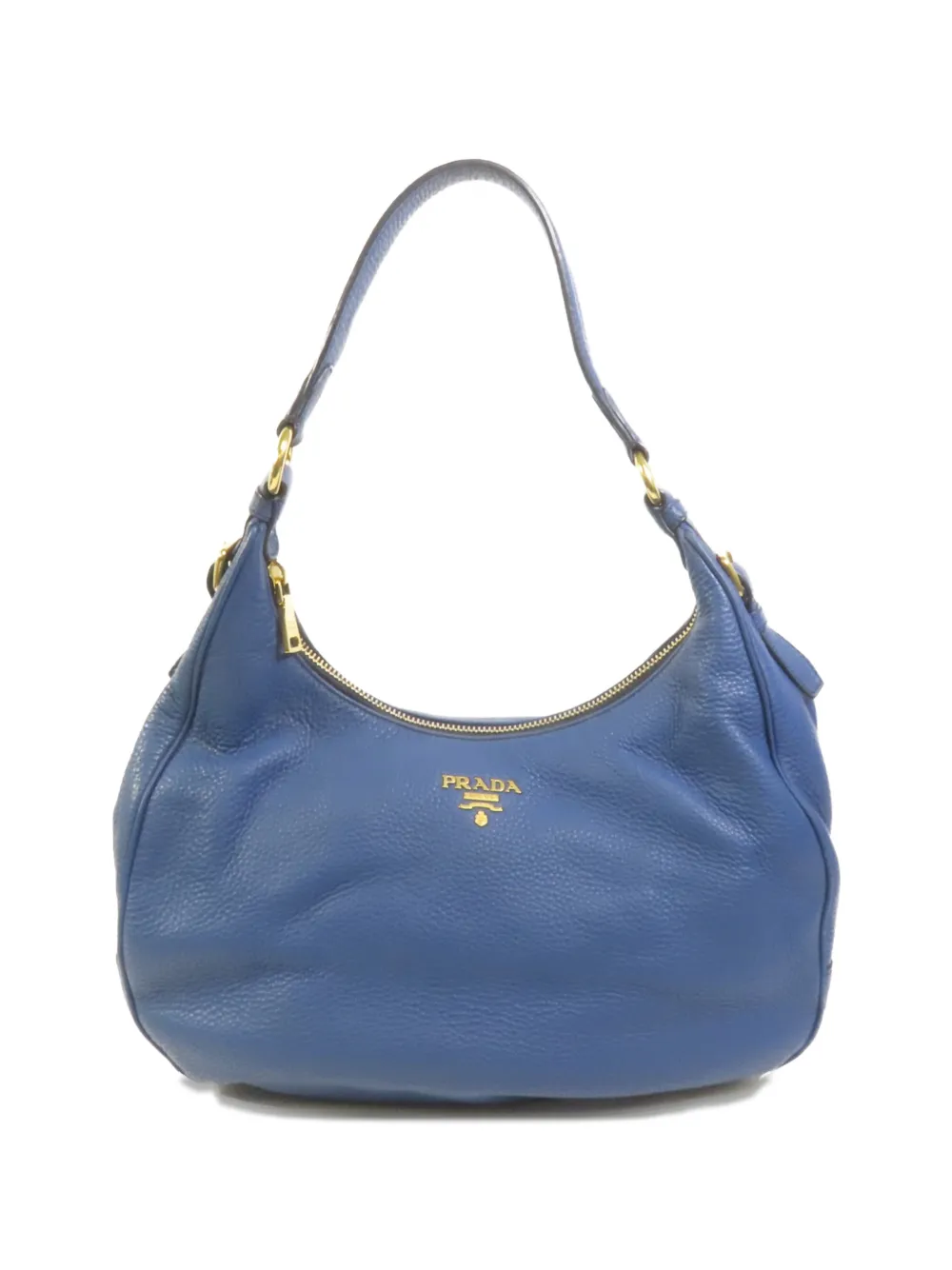 Prada Pre-Owned logo-plaque leather shoulder bag - Blu