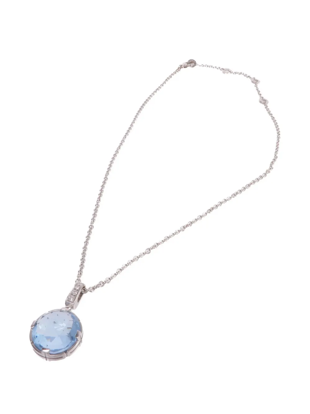 Pre-owned Bvlgari Parentesi Cocktail Topaz And Diamond Necklace In Silver